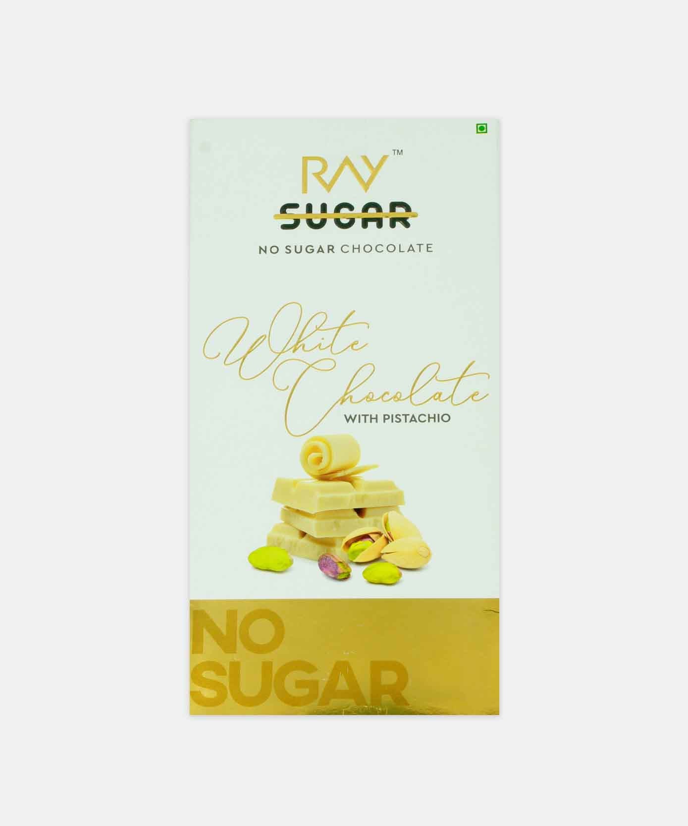 Ray No Sugar White Chocolate With Pistachio 80 Gm