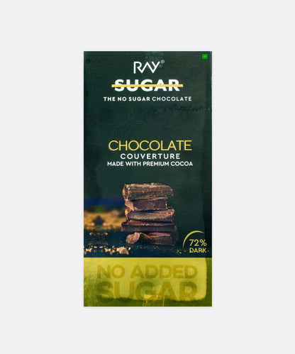 Ray No Sugar Chocolate Couverture 72% Dark Made With Premium Cocoa 80 Gm