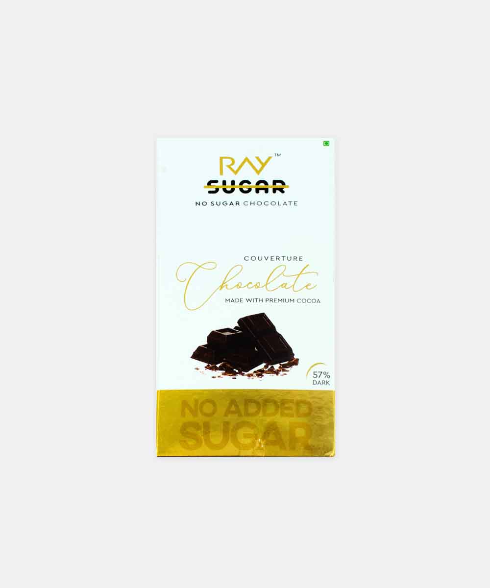Ray No Sugar Couverture Chocolate 57 % Dark Made With Premium Cocoa 80 Gm