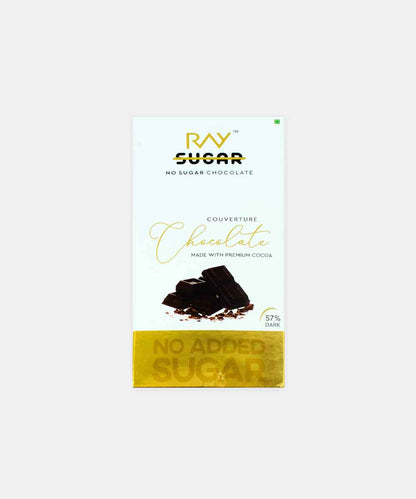 Ray No Sugar Couverture Chocolate 57 % Dark Made With Premium Cocoa 80 Gm
