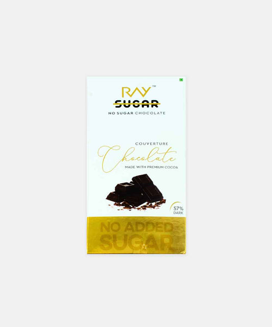 Ray No Sugar Couverture Chocolate 57 % Dark Made With Premium Cocoa 80 Gm