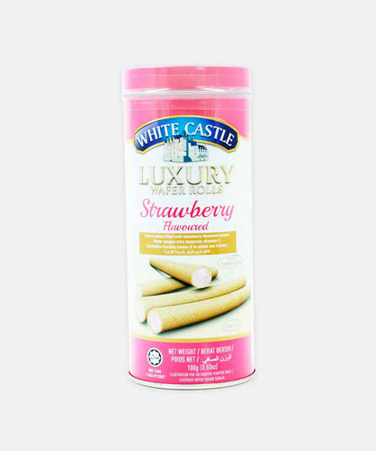 White Castle Luxury Strawberry Wafer Roll Stick 100 Gm
