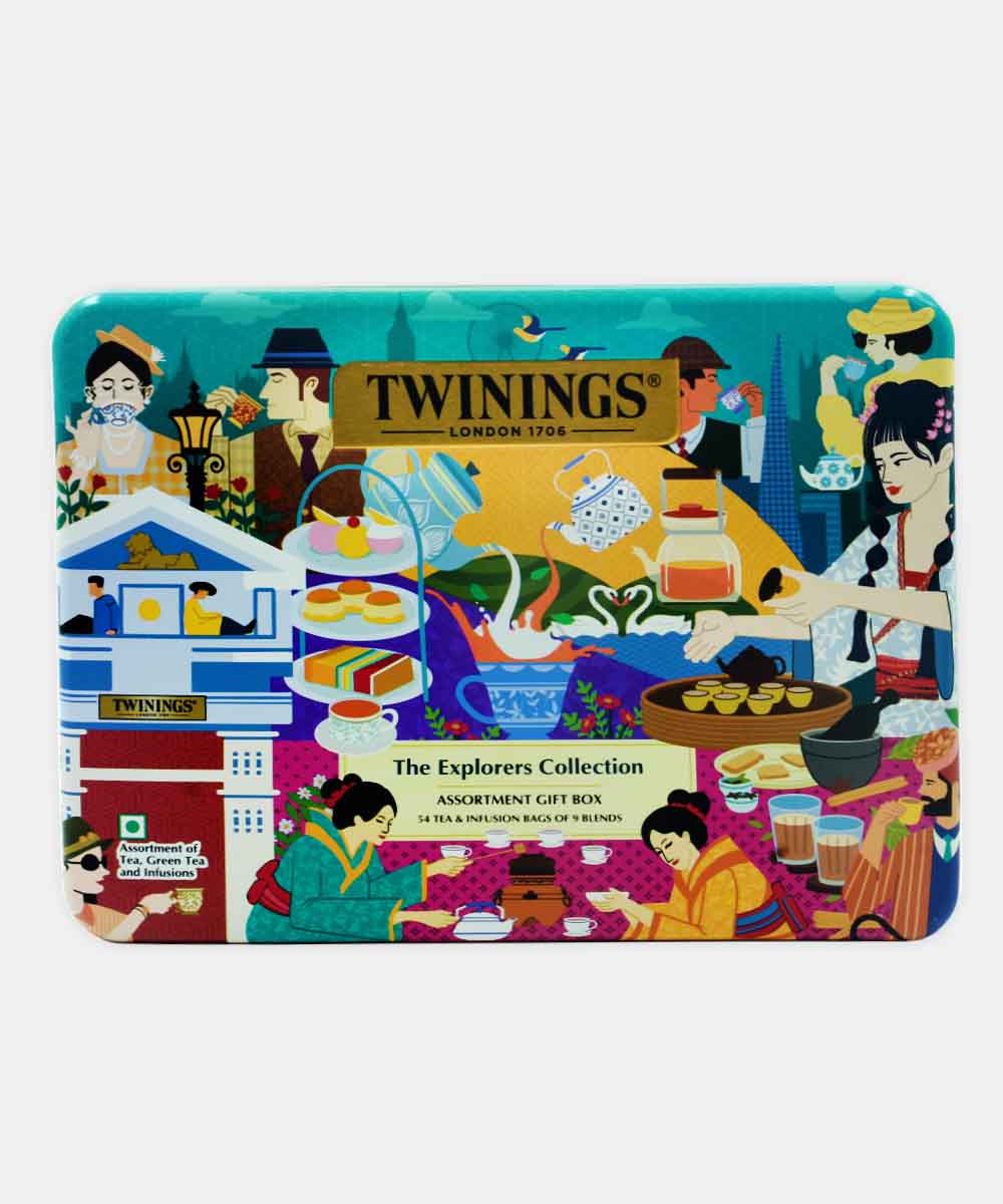 Twinings London The Explorers Collection Assortment Gift Box 54 Tea & Infusion Bag Of 9 Blends 102 Gm