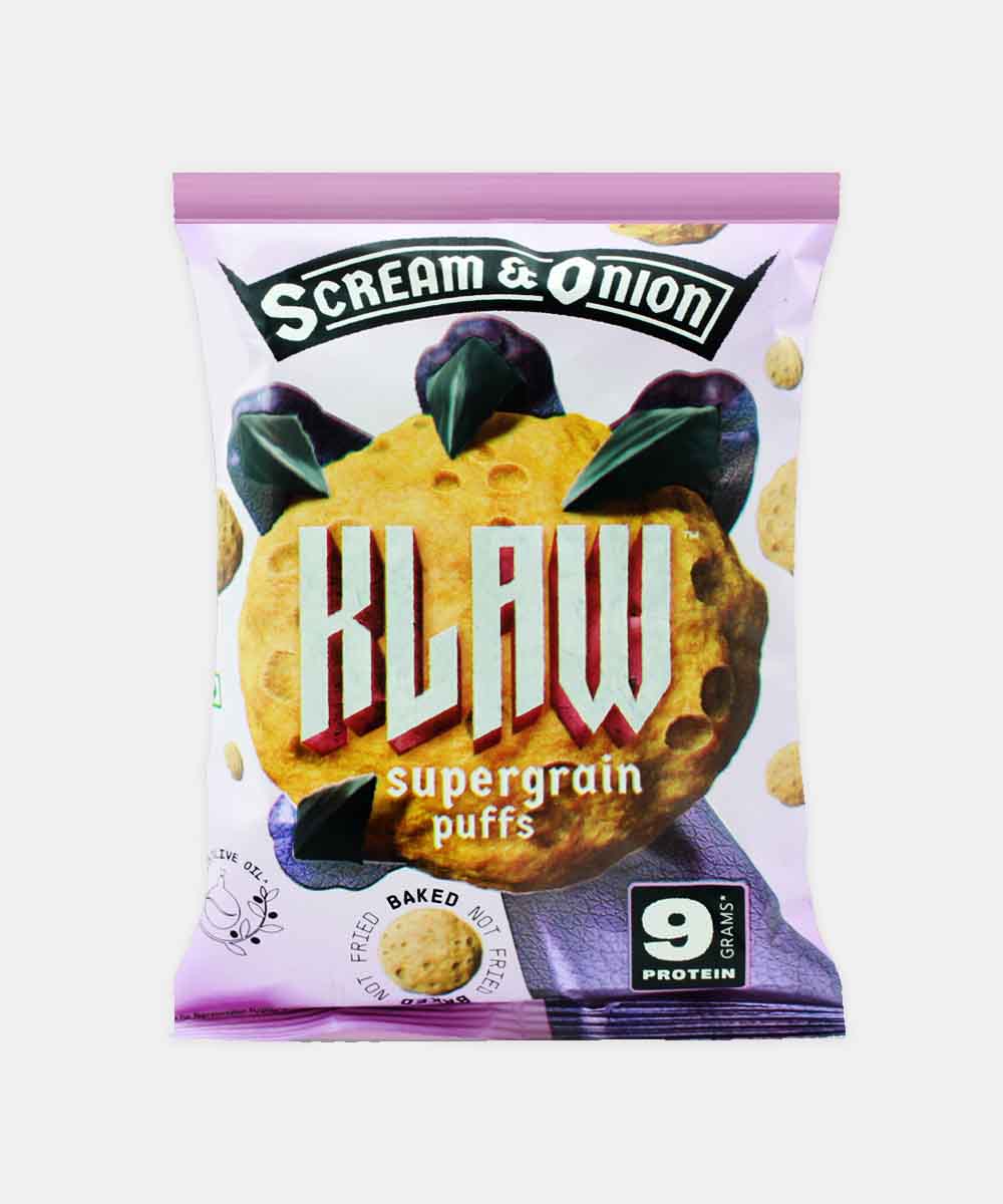 Klaw Sour Cream And Onion Supergrain Puffs 50 Gm