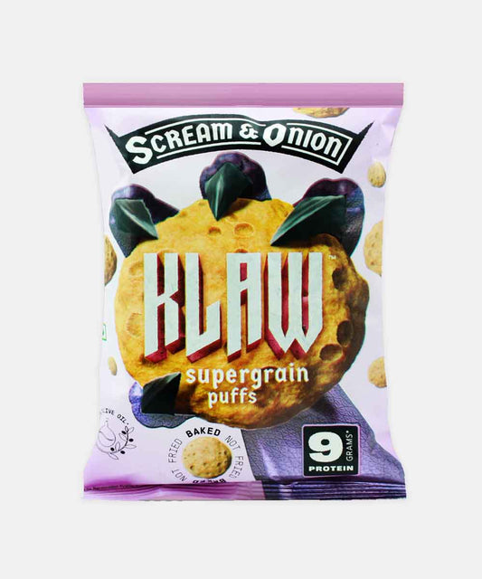 Klaw Sour Cream And Onion Supergrain Puffs 50 Gm