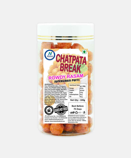 Chatpata Break Rowdy Rasam Supergrain Puffs 100 Gm