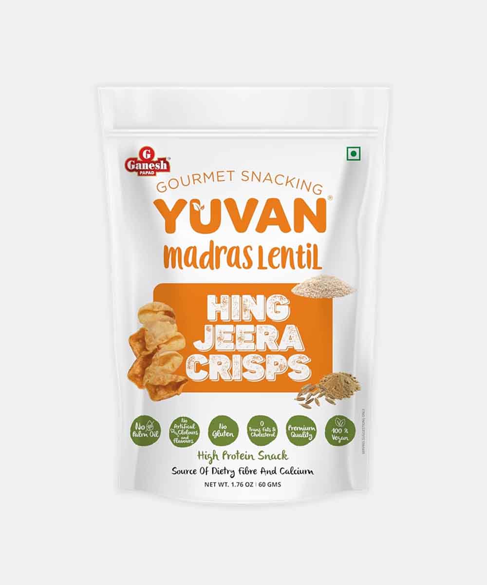Ganesh Papad Yuvan Madras Lentil Hing Jeera Crisps 60 Gm