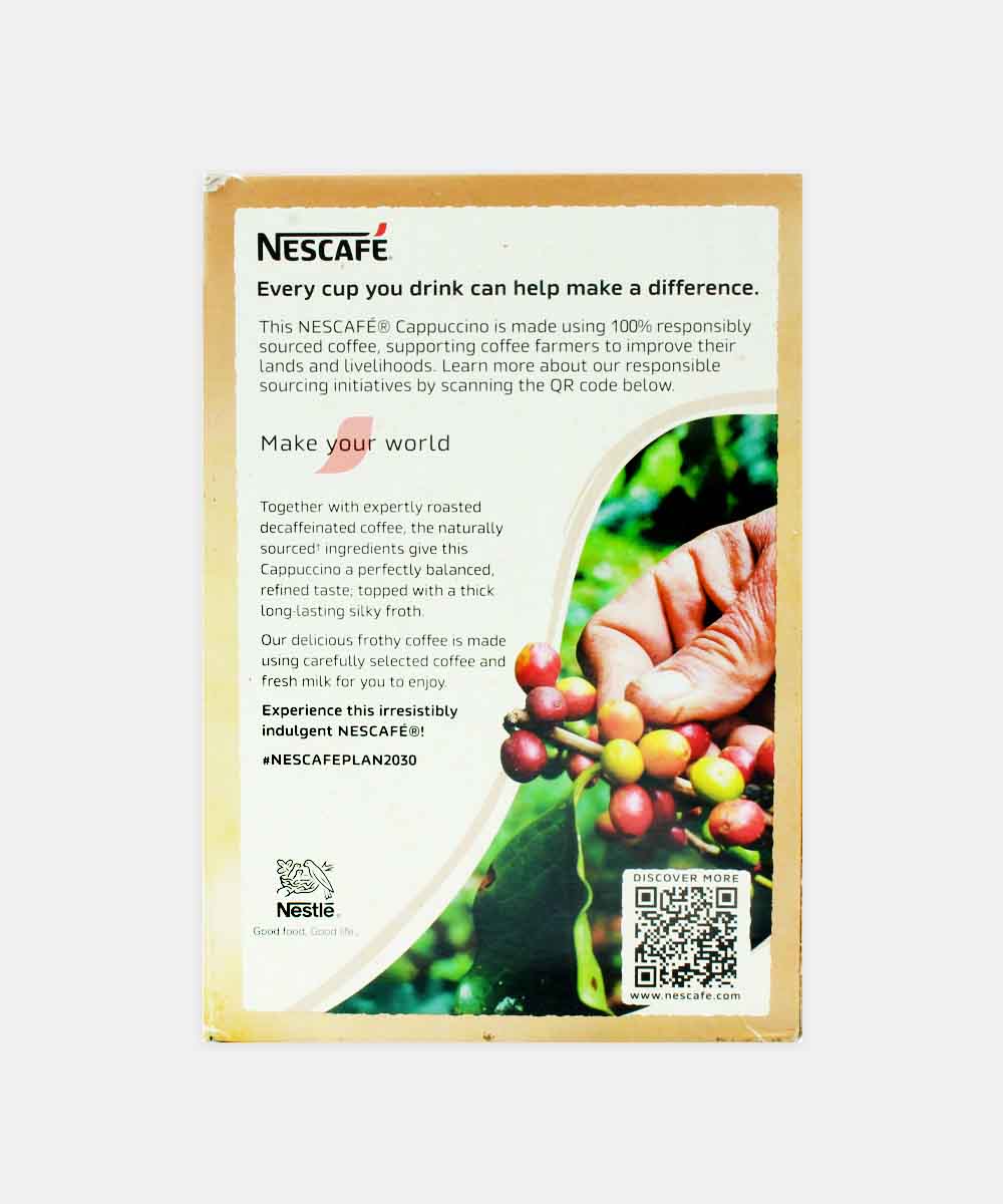 Nestle Nescafe Cappuccino Decaf Unsweetened 105 Gm