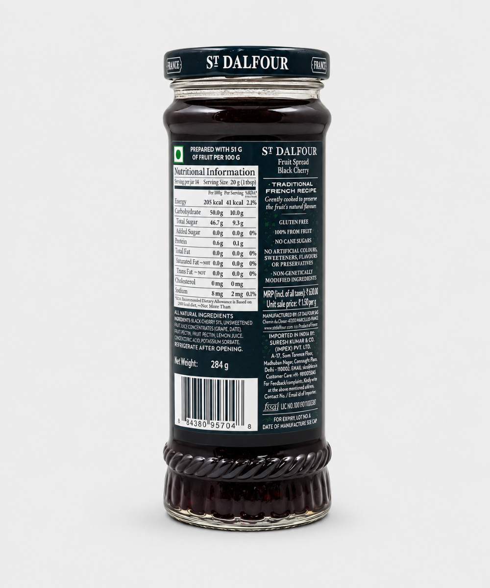St Dalfour Black Cherry Jam 284 Gm