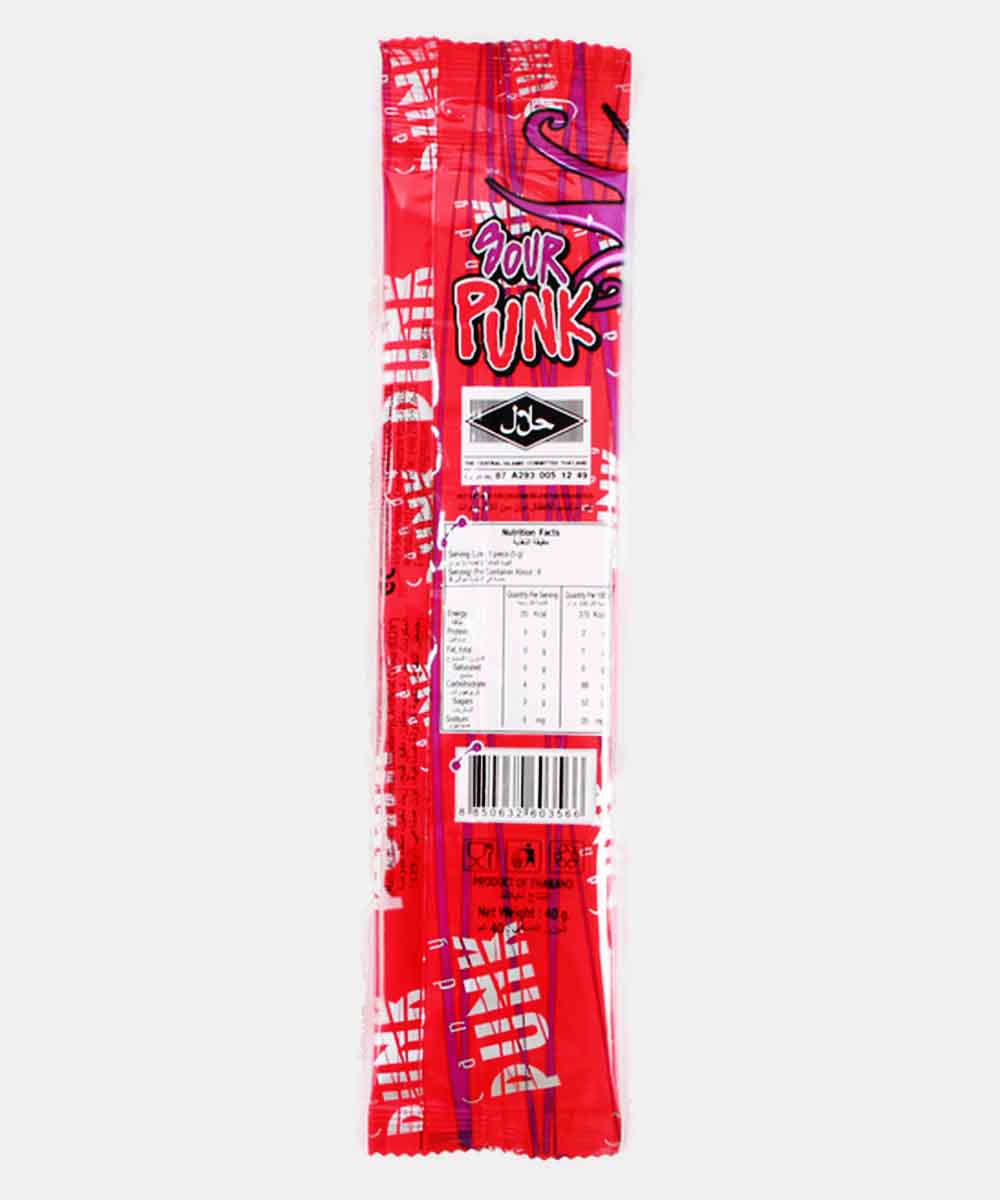 Sour Punk Strawberry Flavour Candy Stick 40 Gm