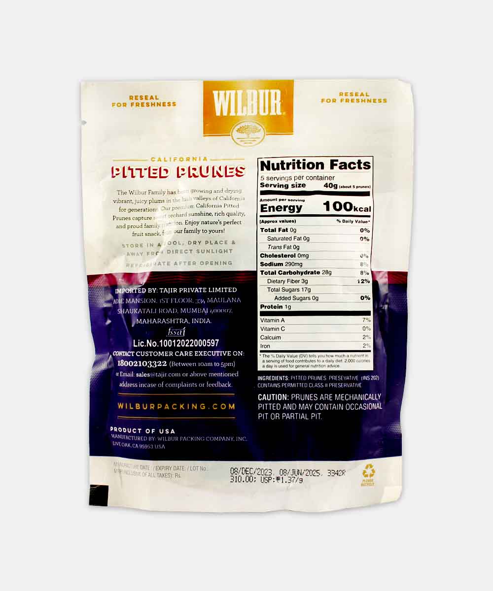 Wilbur California Pitted Prunes 227 Gm