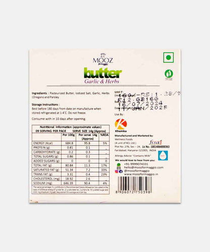 Mooz Garlic & Herbs Butter 125 Gm