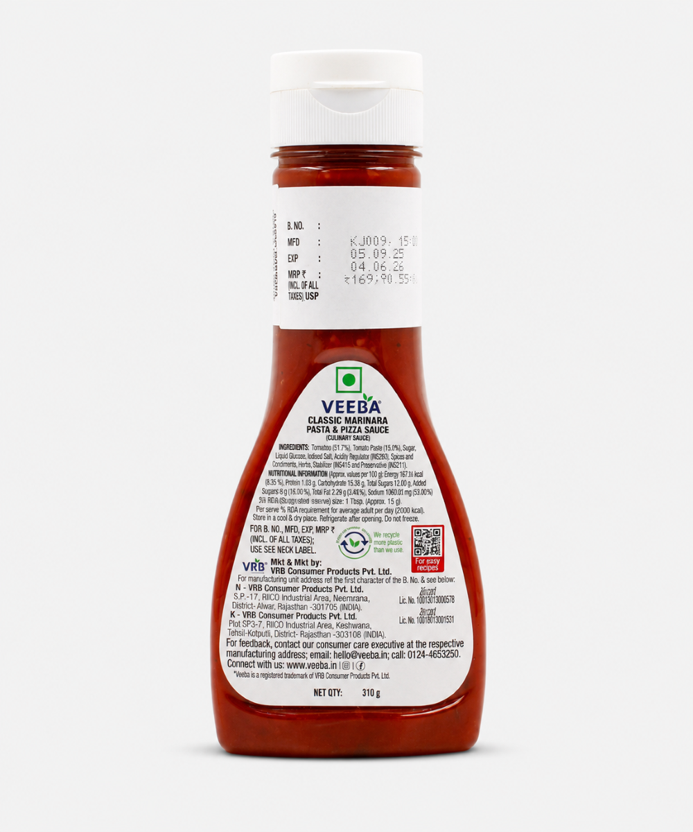 Veeba Marinara Pizza & Pasta Sauce 310 Gm