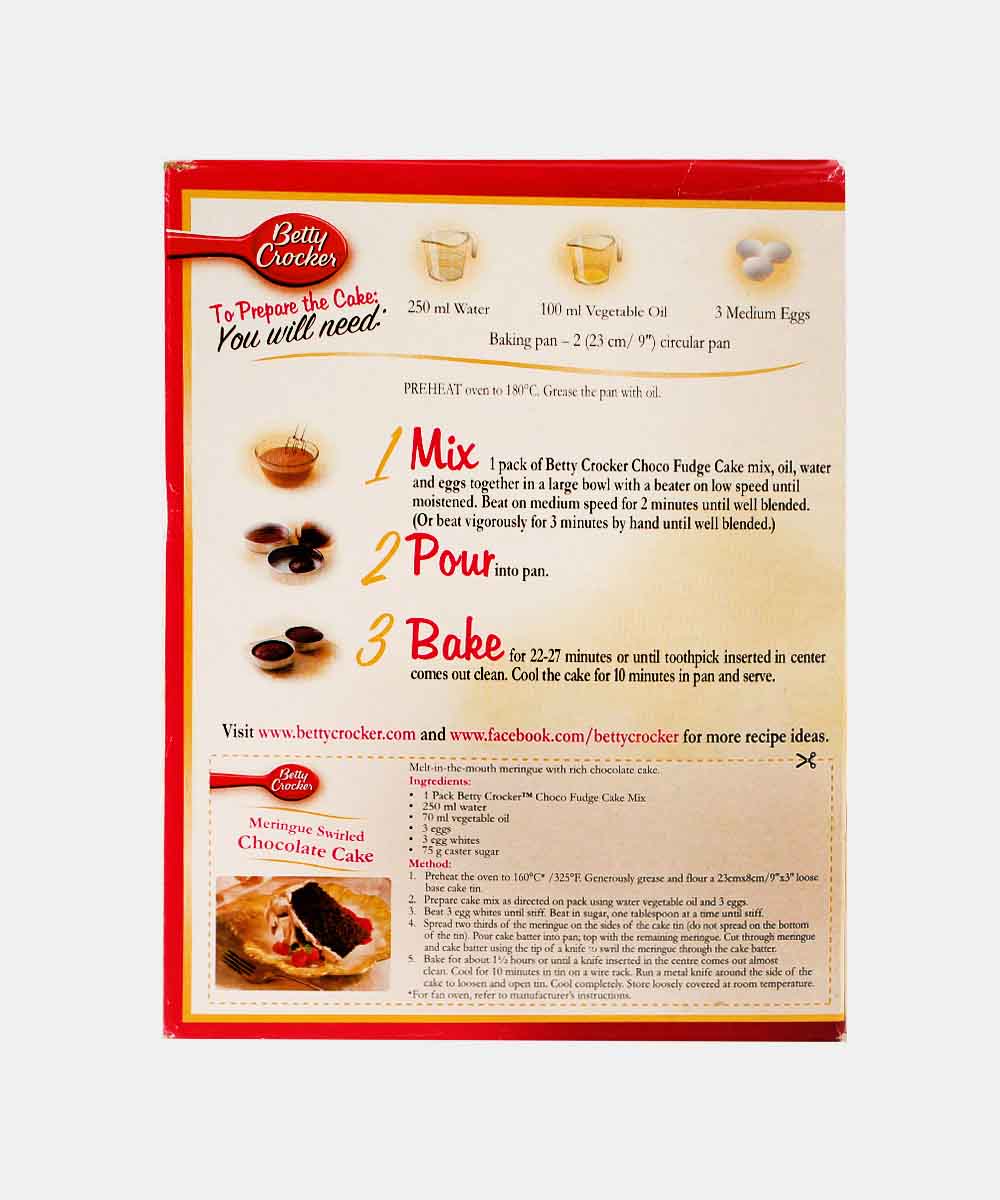 Betty Crocker Choco Fudge Cake Mix 475 Gm
