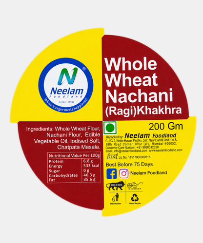 Whole Wheat Nachani Khakhra Mini 200 Gm