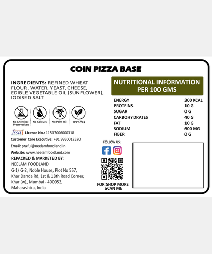 Coin Pizza Base 12 Pc