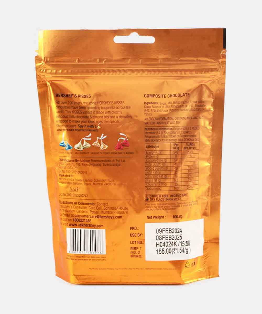 Hersheys Kisses Almonds 100.8 Gm