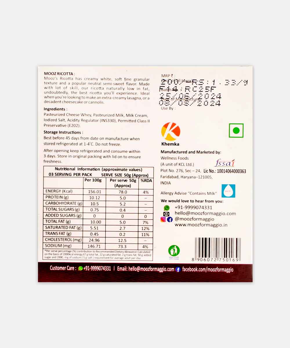 Mooz Ricotta Cheese 150 Gm