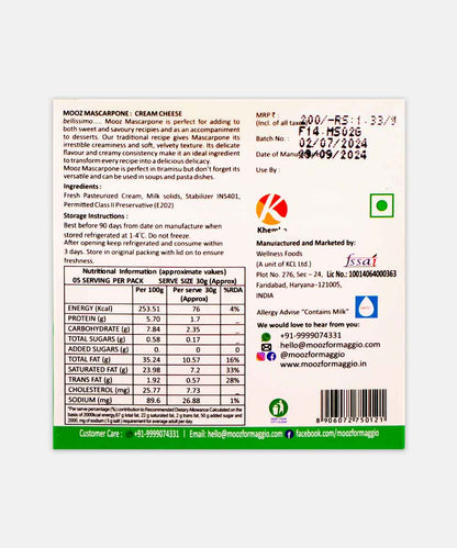 Mooz Mascarpone Cheese 150 Gm