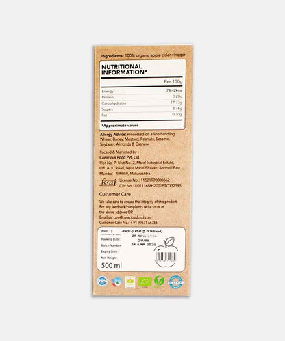 Conscious Food Apple Cider Vinegar 500 Ml