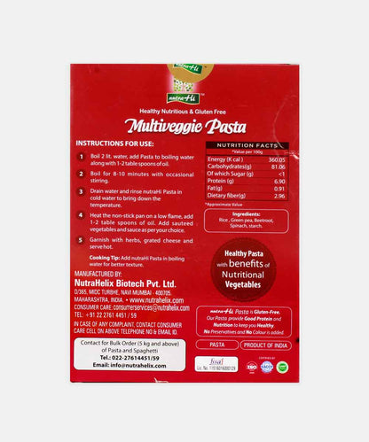 Nutra Hi Gluten Free Multi Veggie Pasta 250 Gm