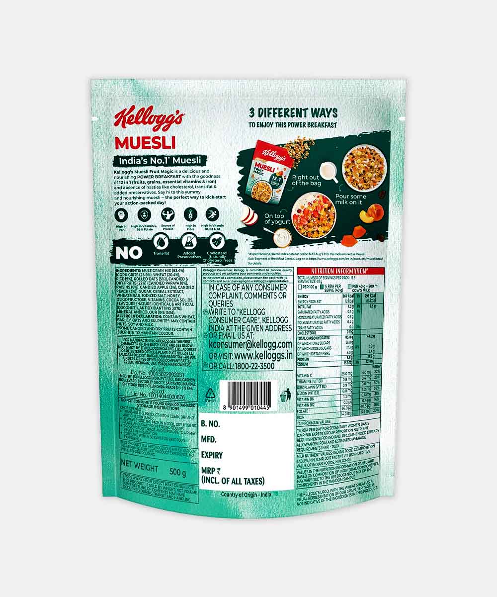 Kelloggs Muesli 22% Fruit Magic 500 Gm