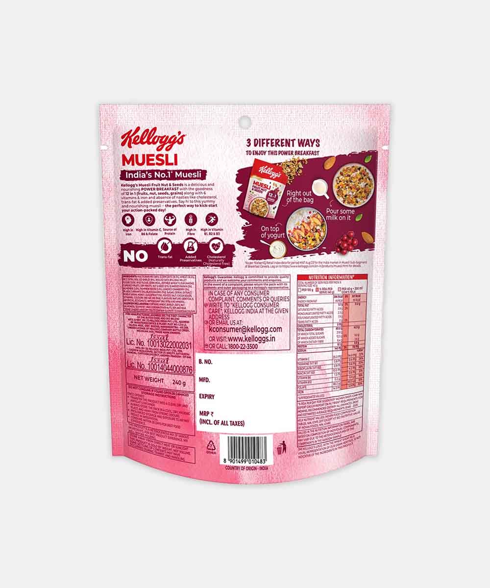 Kelloggs Muesli 21% Fruit Nut 240 Gm