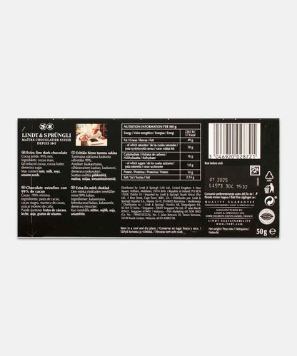Lindt Excellence Dark 99% Cocoa Chocolate 50 Gm