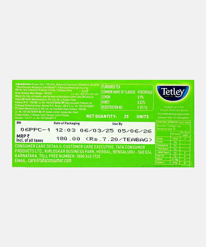 Tetley Lemon & Honey Green Tea (25 Bag)