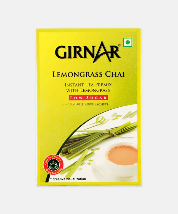 GIRNAR PREMIX LEMON GRASS CHAI LOW SUGAR 80 GM 10 SACHETS