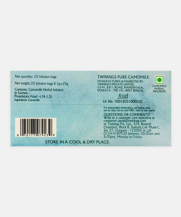 TWININGS OF LONDON PURE COMAMILE TEA 25 BA