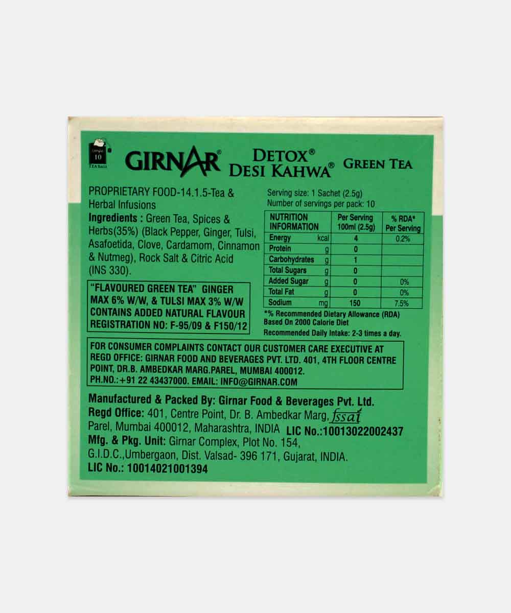 Girnar Detox Desi Kahwa Green Tea 25 Gm (10 Tea Bags)