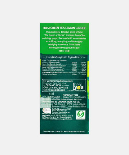 Organic India Tulsi Lemon & Ginger Green Tea 25 Bag