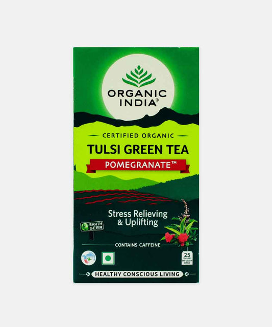 Organic India Tulsi Green Tea Pomegranate 25 Bag 50 Gm