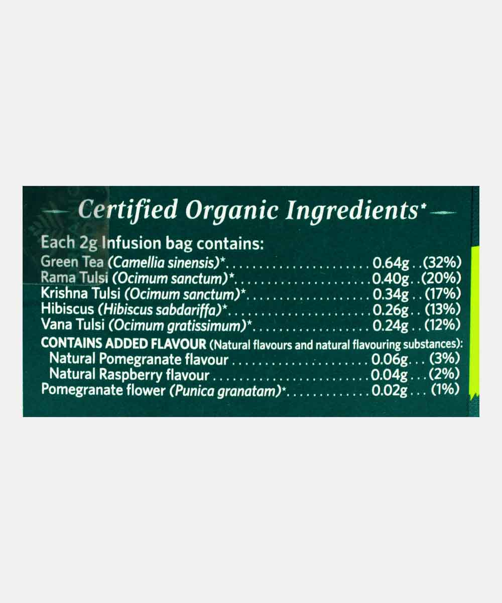 Organic India Tulsi Green Tea Pomegranate 25 Bag 50 Gm