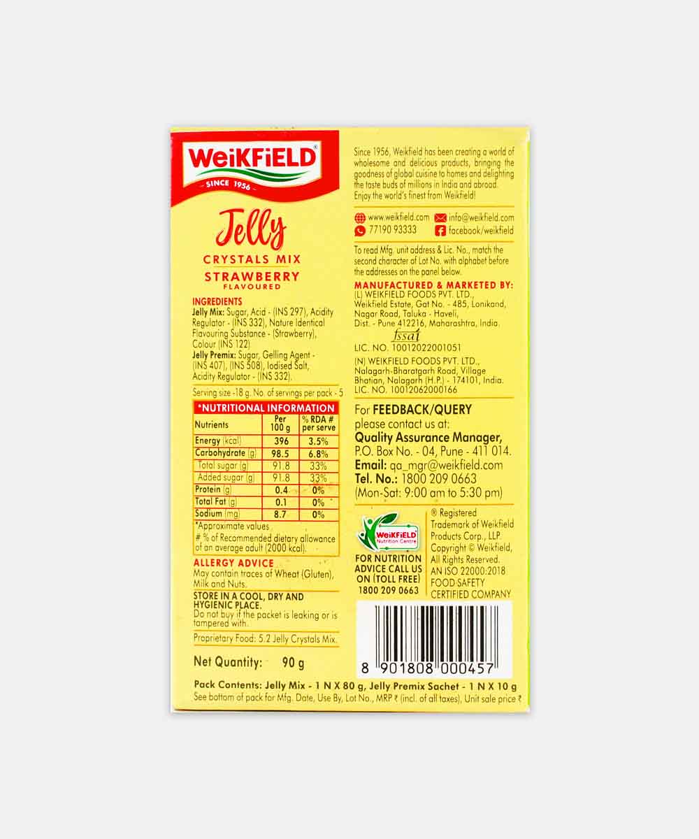 Weikfield Jelly Crystals Mix Strawberry 90 Gm