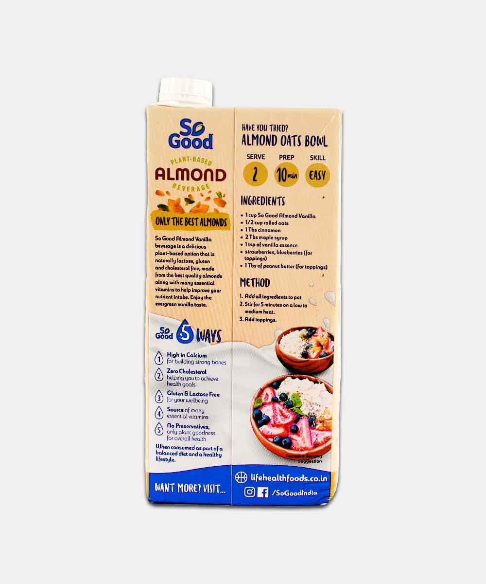 So Good Almond Vanilla Milk 1 Ltr