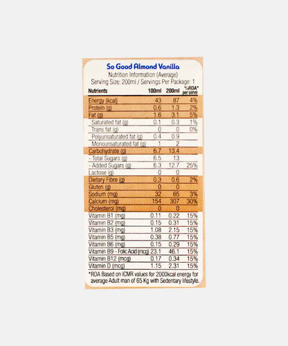 So Good Almond Vanilla Milk 200 Ml