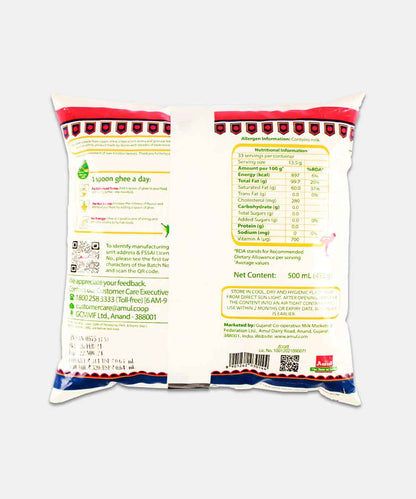 Amul Ghee Pouch 500 Ml 452 Gm