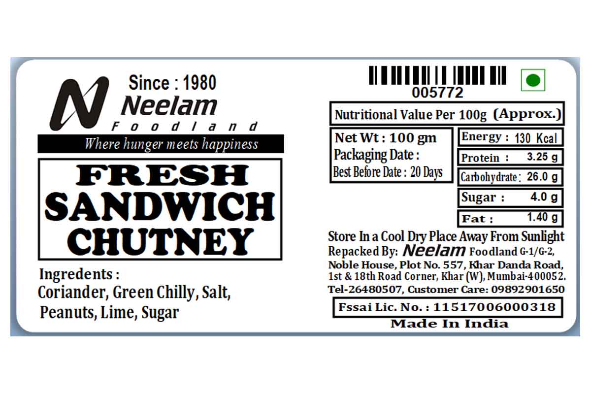 Sandwich Chutney Fresh 100 Gm