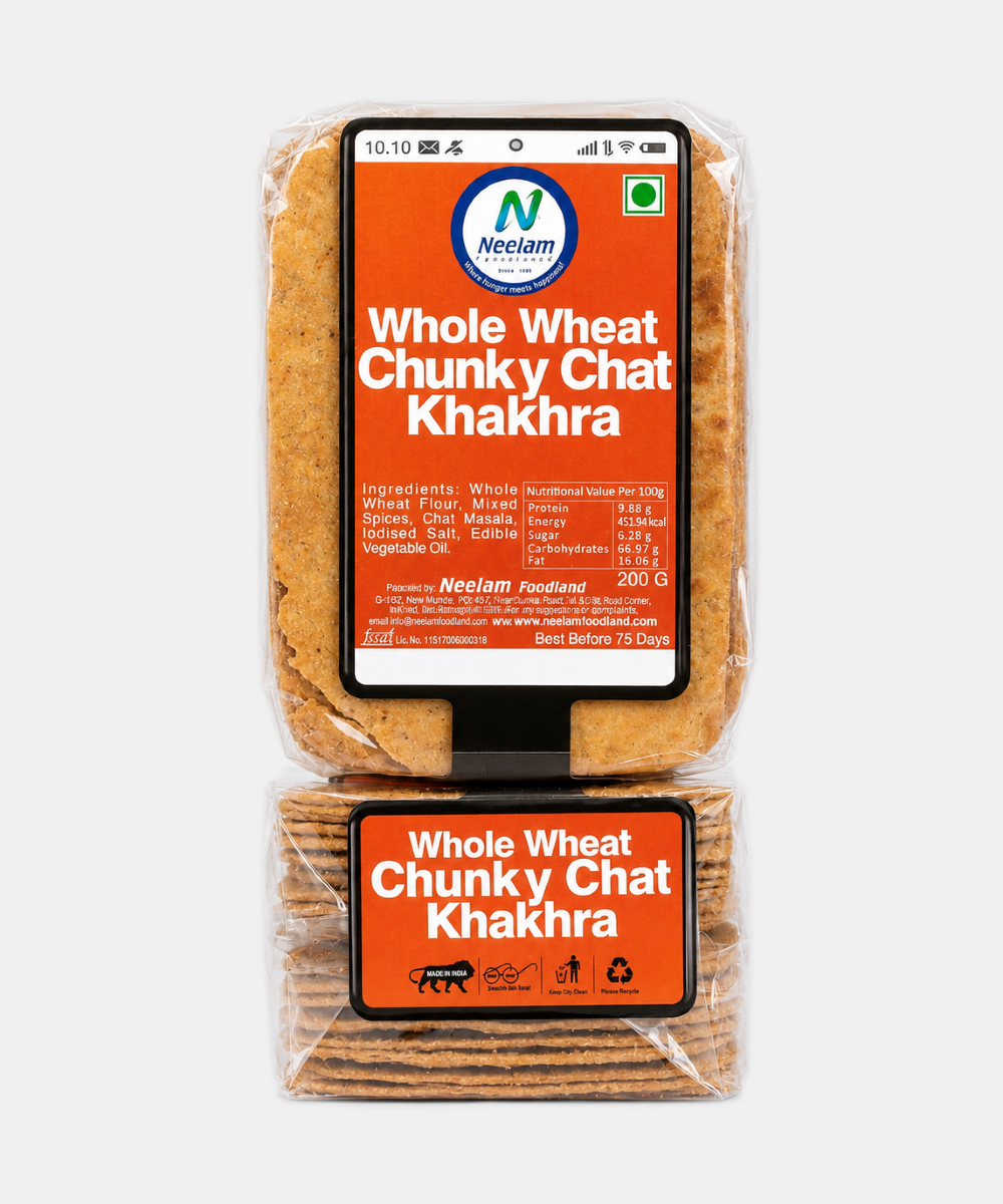 Whole Wheat Chunky Chat Khakhra Mobile 200 Gm