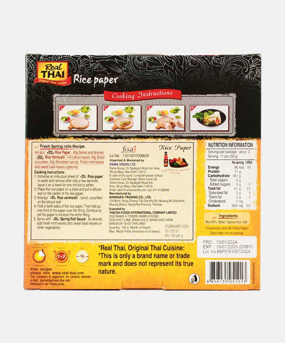Real Thai Rice Paper 16 Cm 100 Gm
