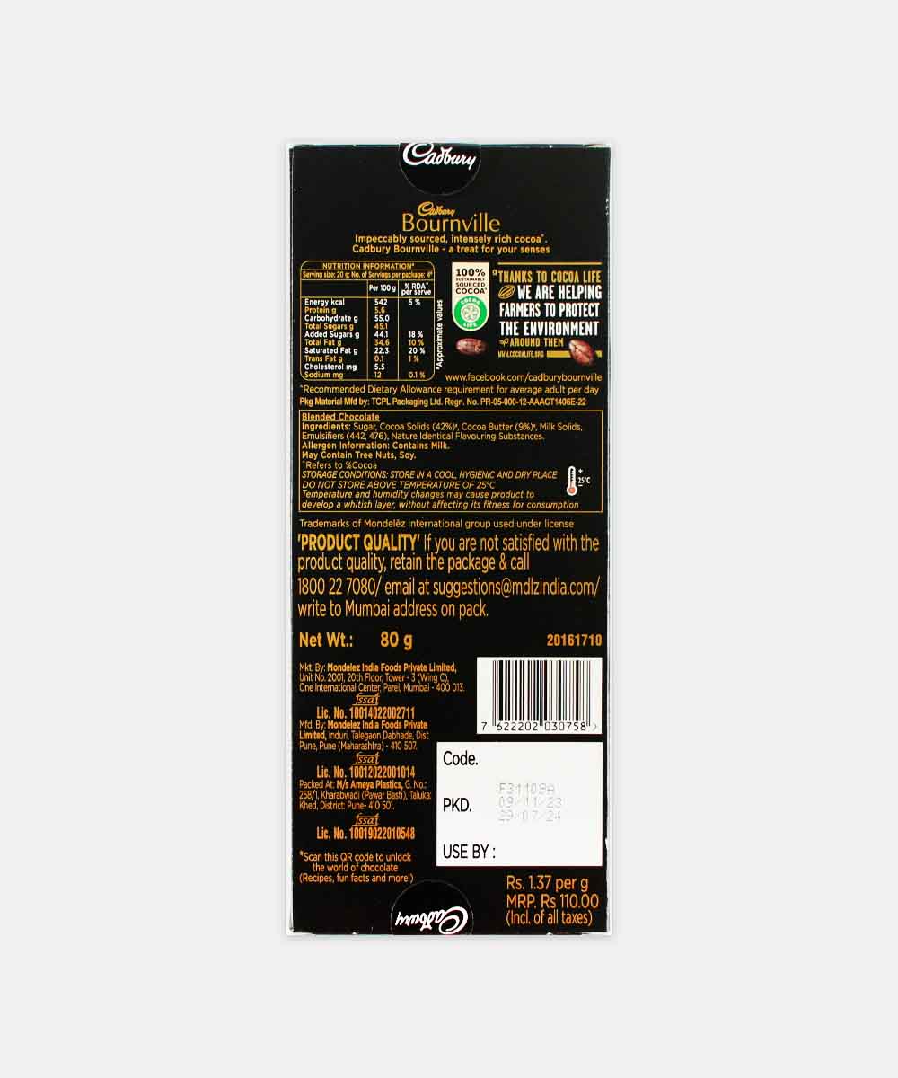 Cadbury Bournville 50% Dark Chocolate 80 Gm