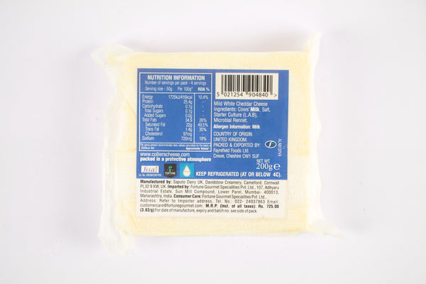 COLLIERS WHITE MILD CHEDDAR CHEESE 200 GM