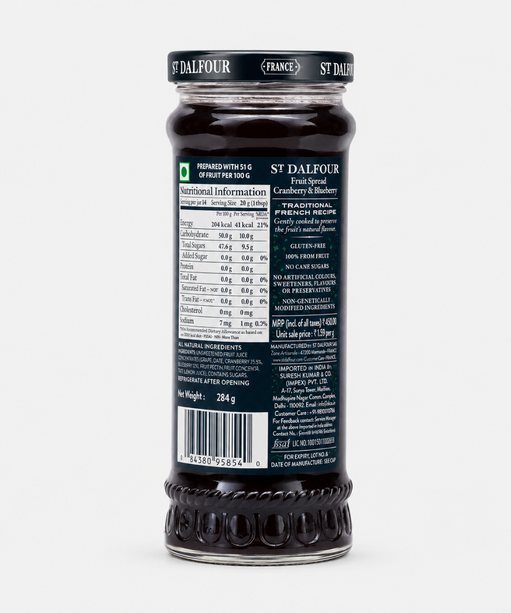 St.Dalfour Cranberry With Blueberry Jam 284 Gm