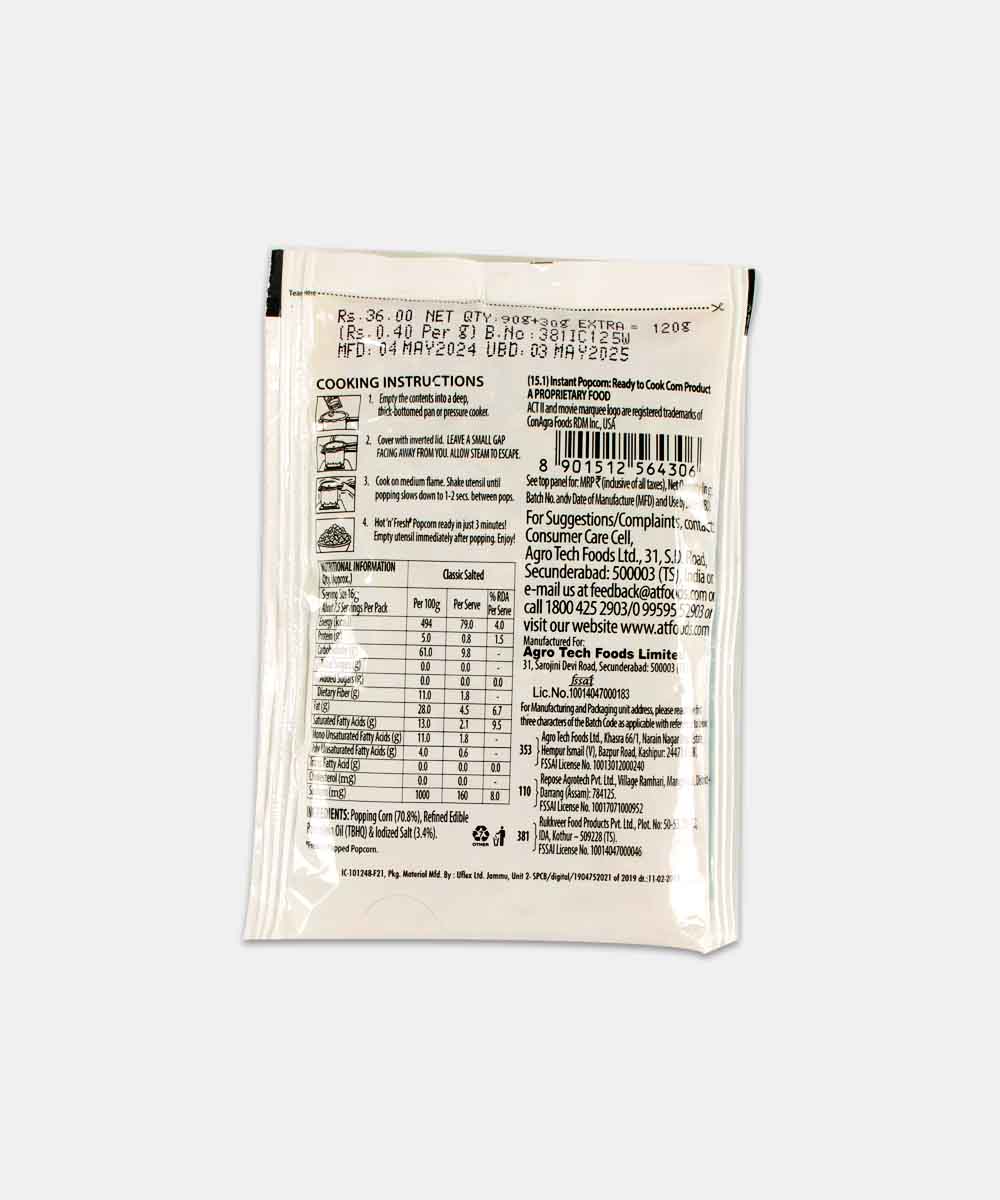 Act Ii Classic Salted Popcorn 120 Gm