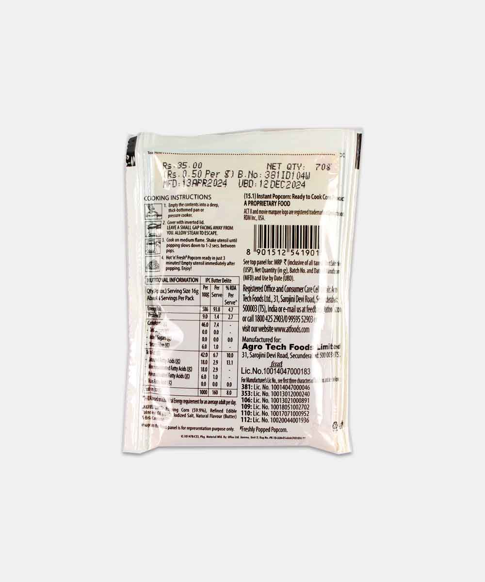 Act Ii Butter Delite Popcorn 70 Gm