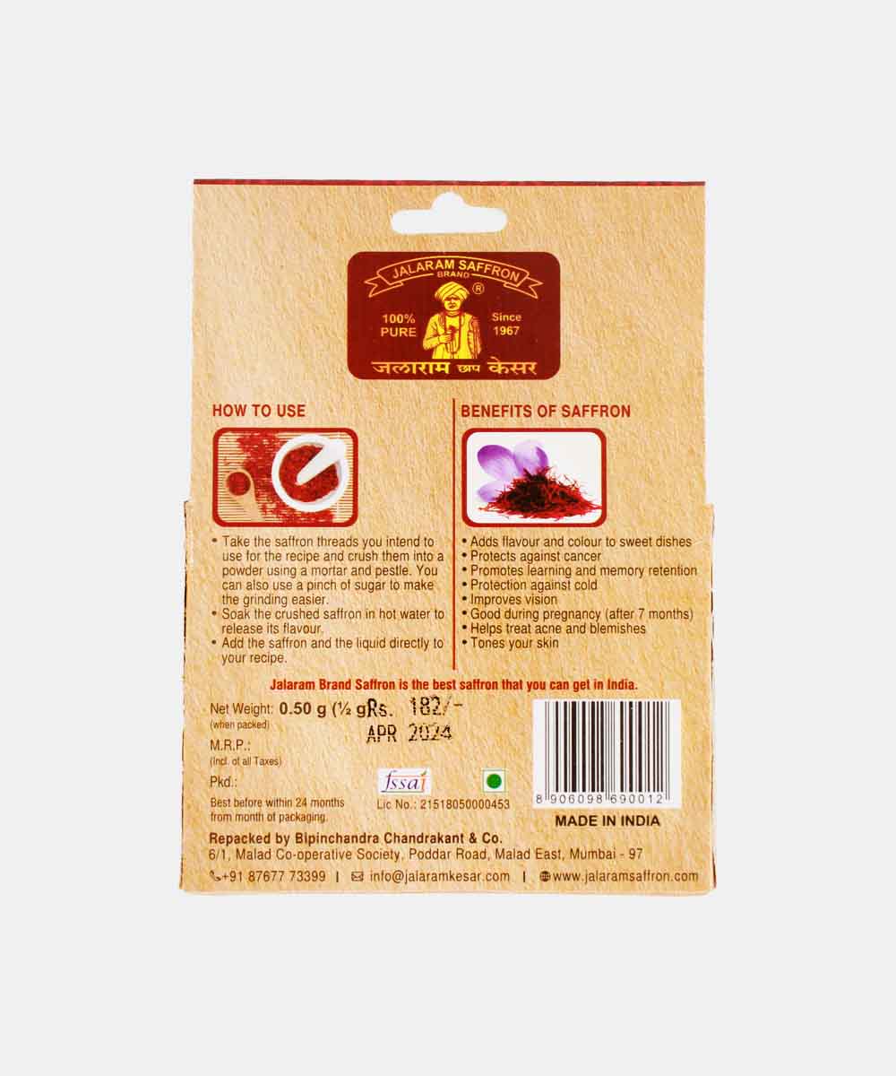 Jalaram Saffron/Kesar 1/2 (0.50) Gm