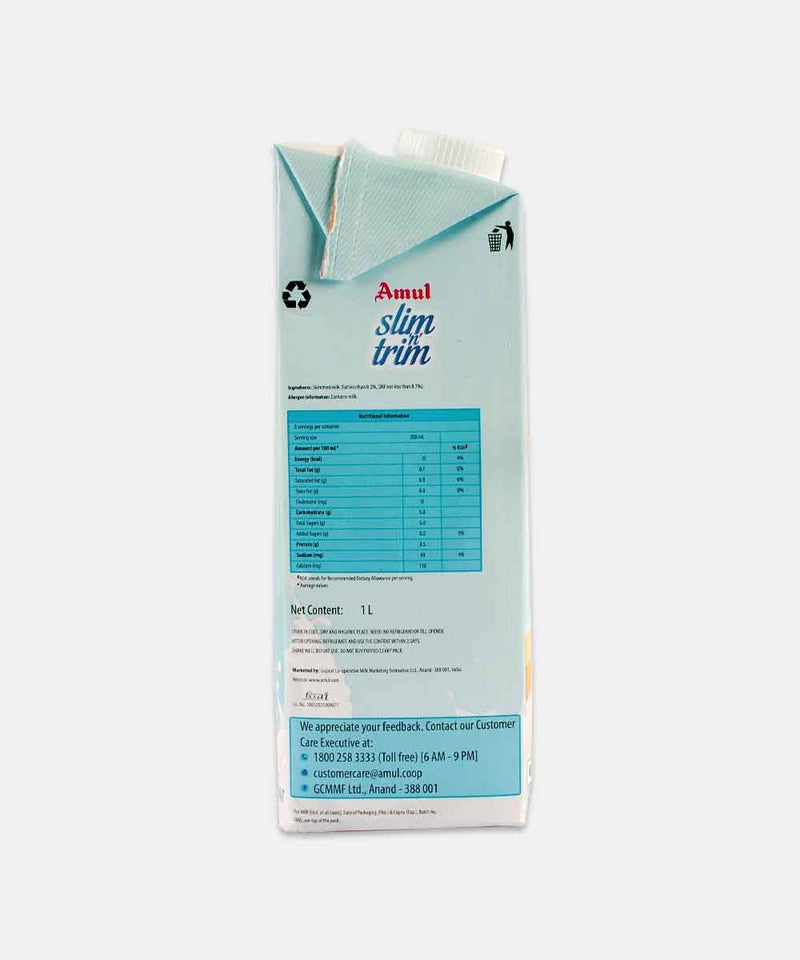 AMUL SLIM N TRIM SKIMMED MILK 1 LTR