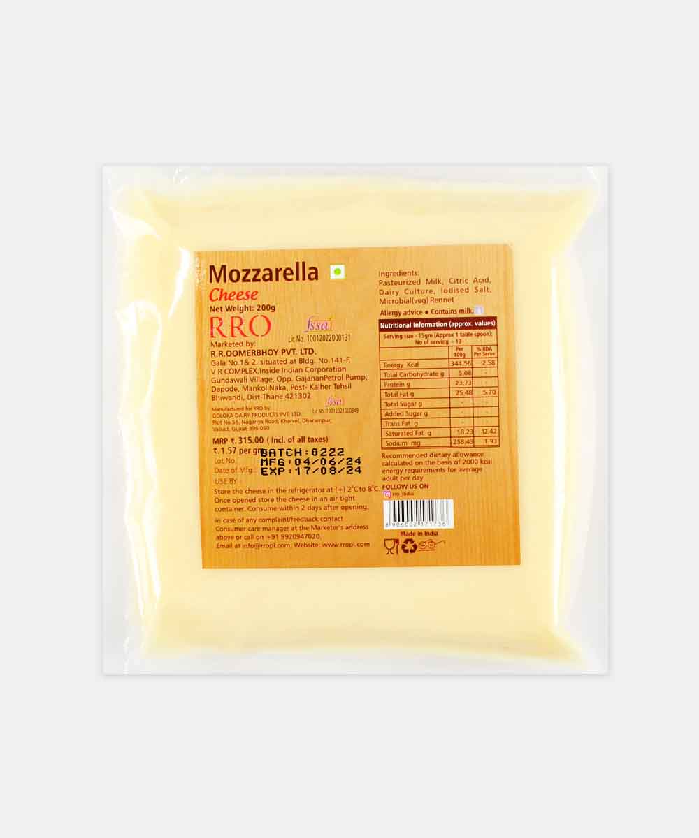 Rro Mozzarella Cheese 200 Gm